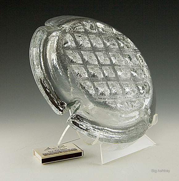 Blenko Glass Waffle Crystal Ashtray Big Ashtray