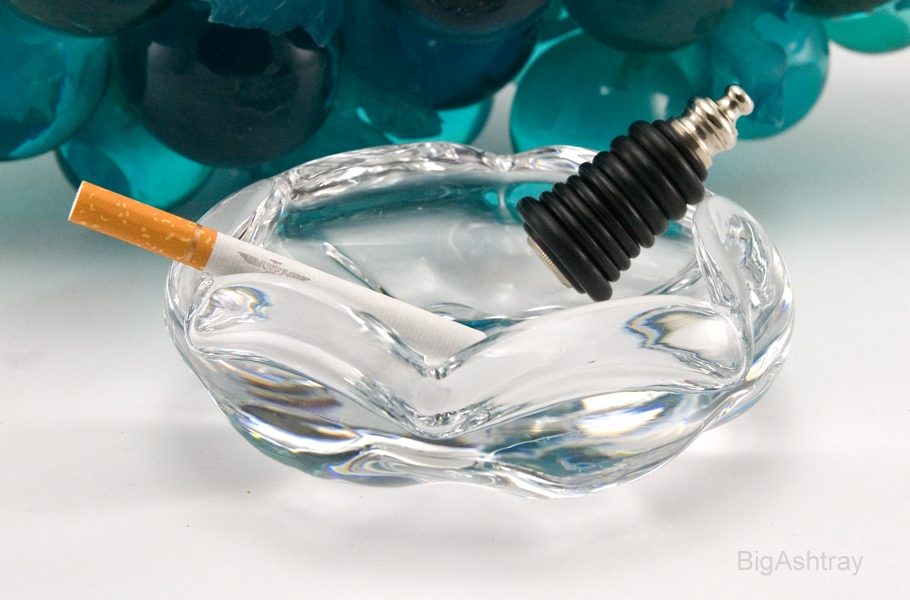 Luxurious High Clarity Crystal Ashtray by Orrefors Sweden Big Ashtray