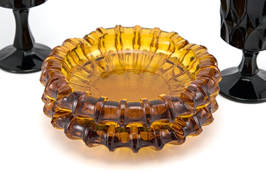 1940's Elegant Glass Ashtray Set by Fostoria Big Ashtray