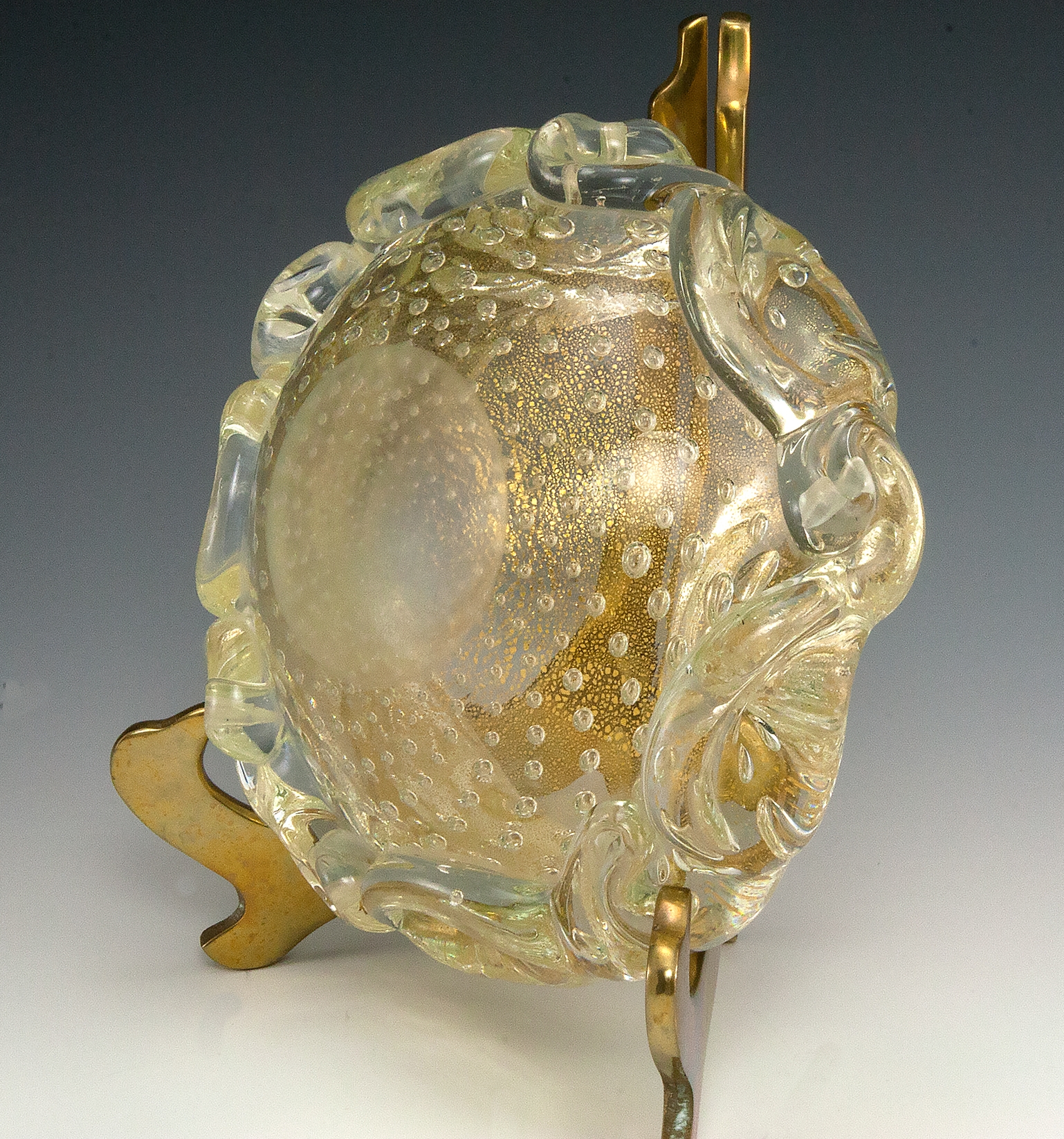 Luxurious Vintage Gold Glass Ashtray Big Ashtray