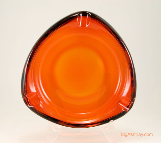 Cigar Ashtray in Vintage Persimmon Viking Art Glass Big Ashtray