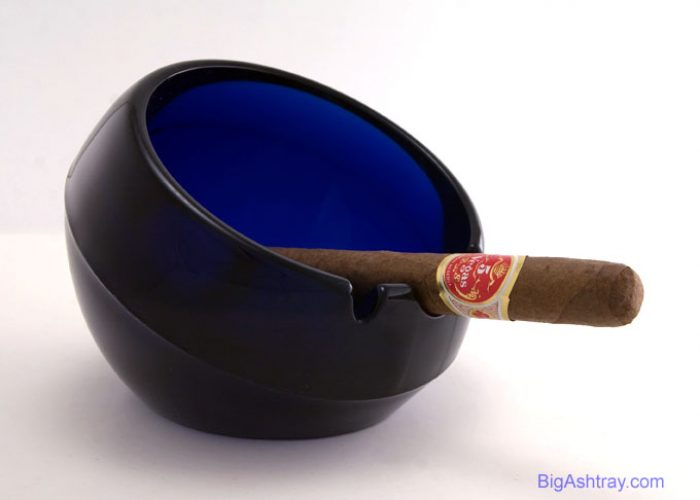 Cobalt Blue Retro Mod Viking Ball Ashtray Big Ashtray