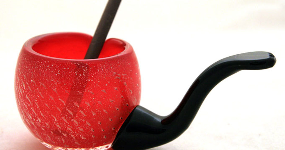 Italian Murano Glass Pipe Ashtray Big Ashtray