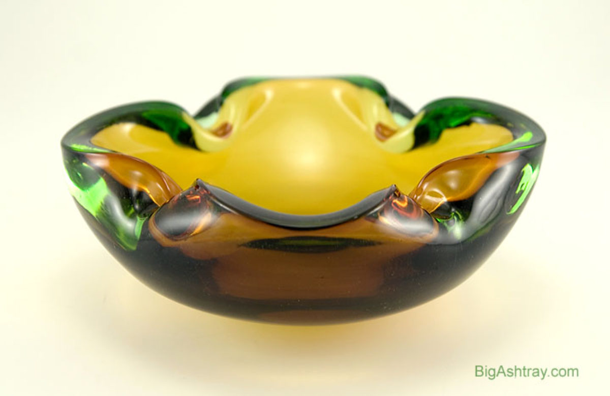 Murano MidCentury Modern Sommerso Art Glass Ashtray Big Ashtray