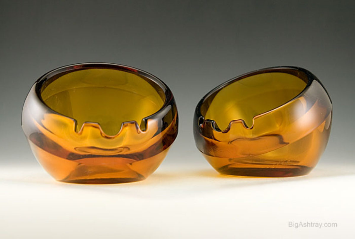 Retro Vintage Orb Ashtrays by Viking Art Glass Big Ashtray