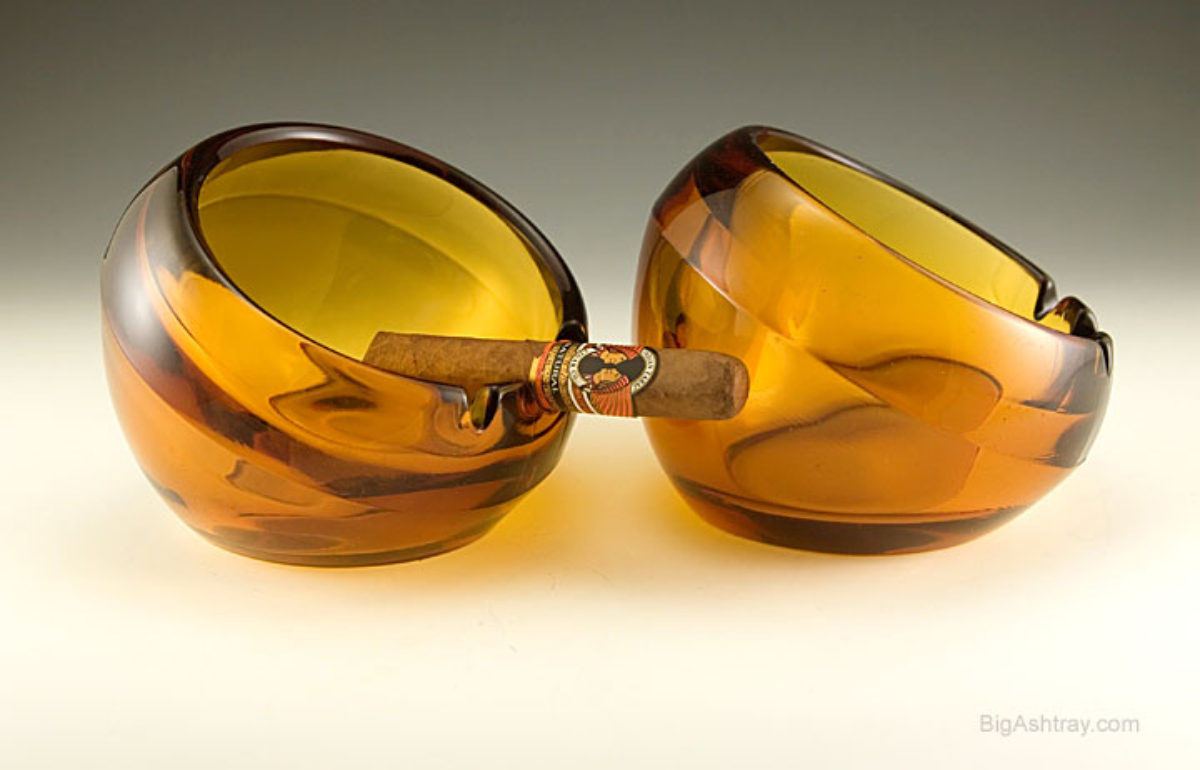 Retro Vintage Orb Ashtrays by Viking Art Glass Big Ashtray