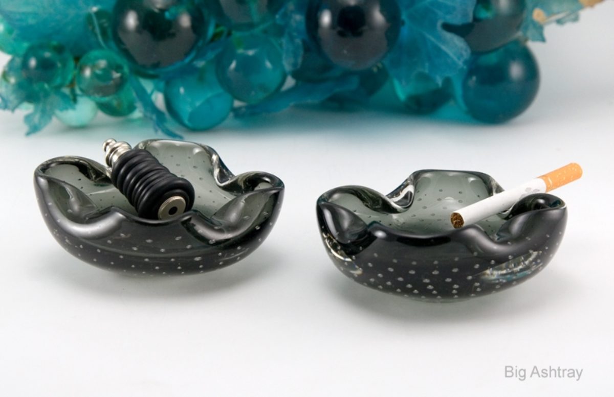 Pair of Swedish Modern Art Glass Ashtrays by Erickson Big Ashtray