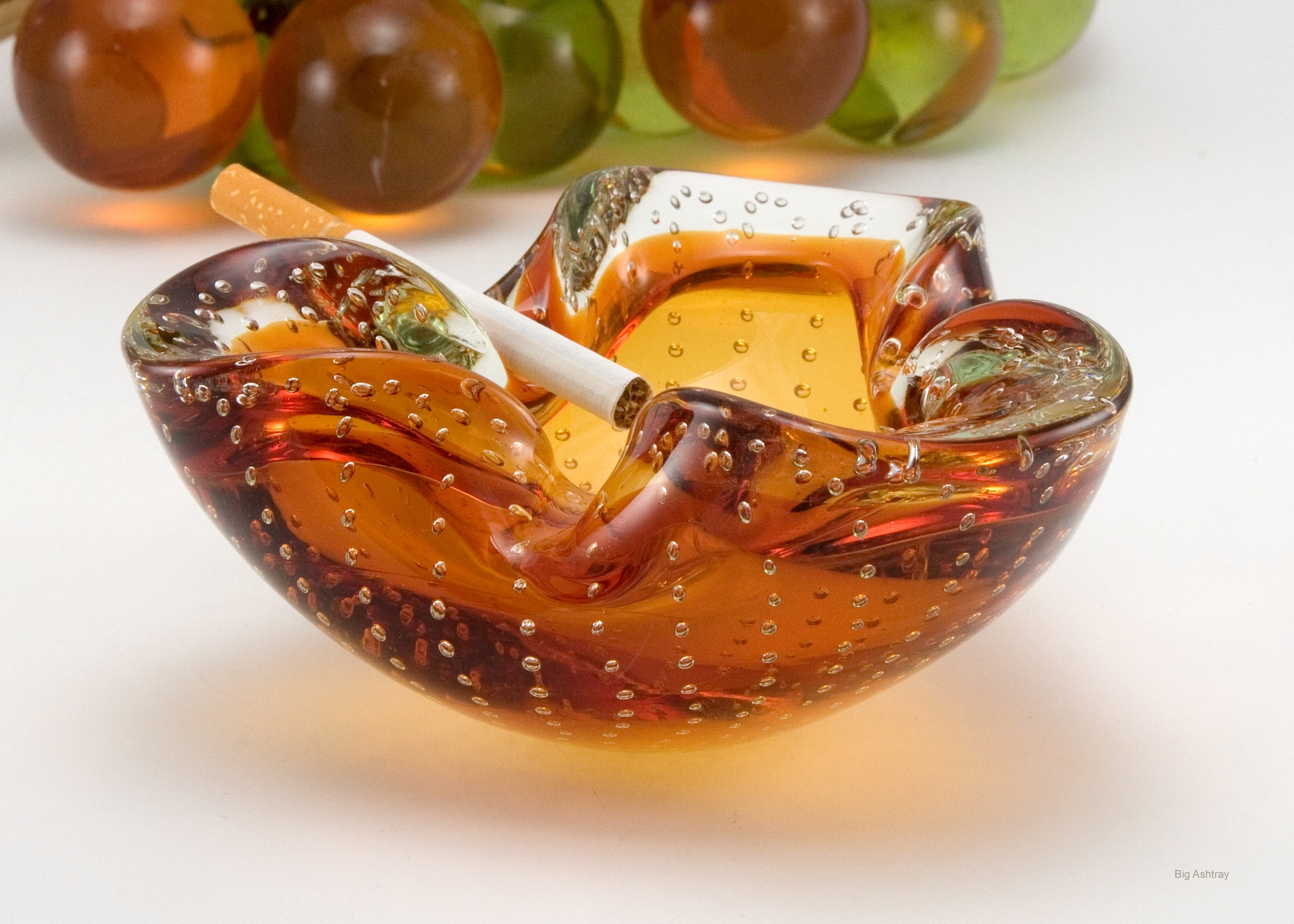 Vintage Italian Murano Art Glass Bullicante Ash Bowl Big Ashtray