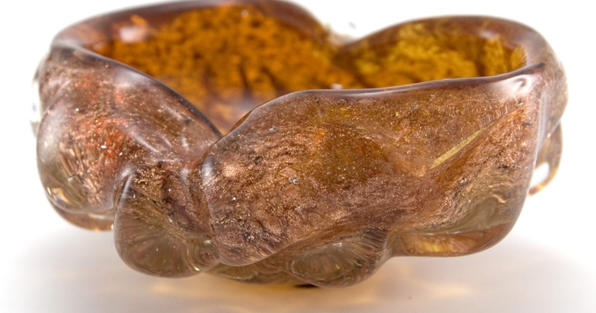 Antique Glass Ash Bowl with Gold Flake Big Ashtray