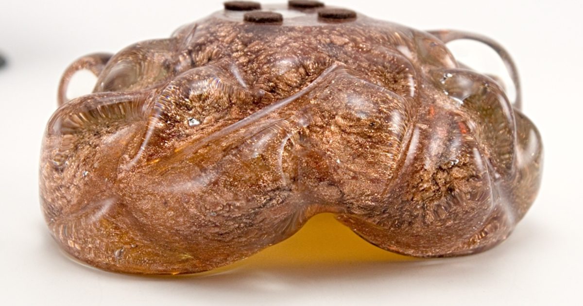 Antique Glass Ash Bowl with Gold Flake Big Ashtray