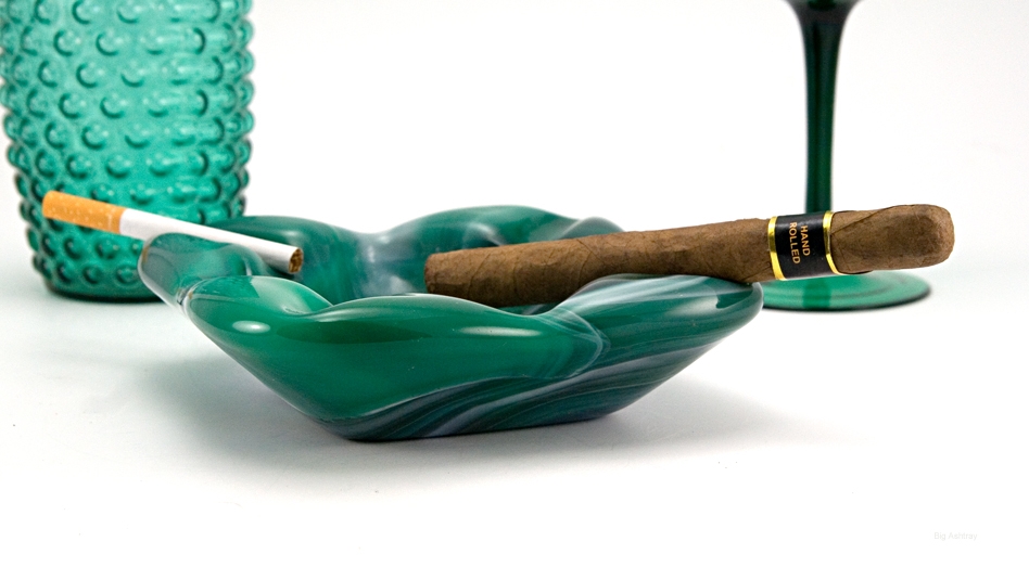 Slag Glass Ashtray in Pearl Jade by Imperial USA Big Ashtray