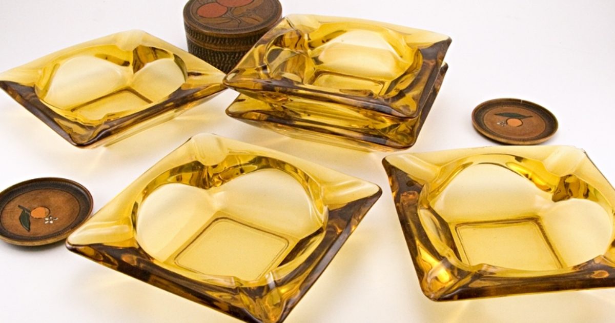 Classic Ashtrays Large Size in Amber Glass Big Ashtray