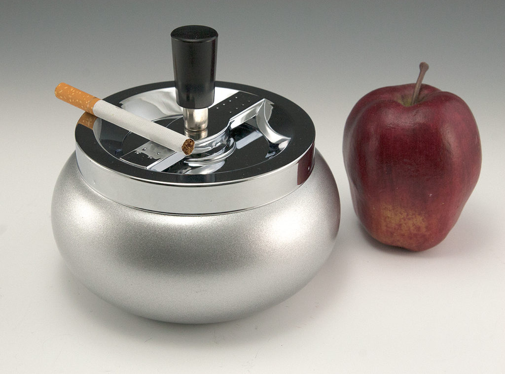 Large Spin Top Ashtray Satin Finished Metal Big Ashtray