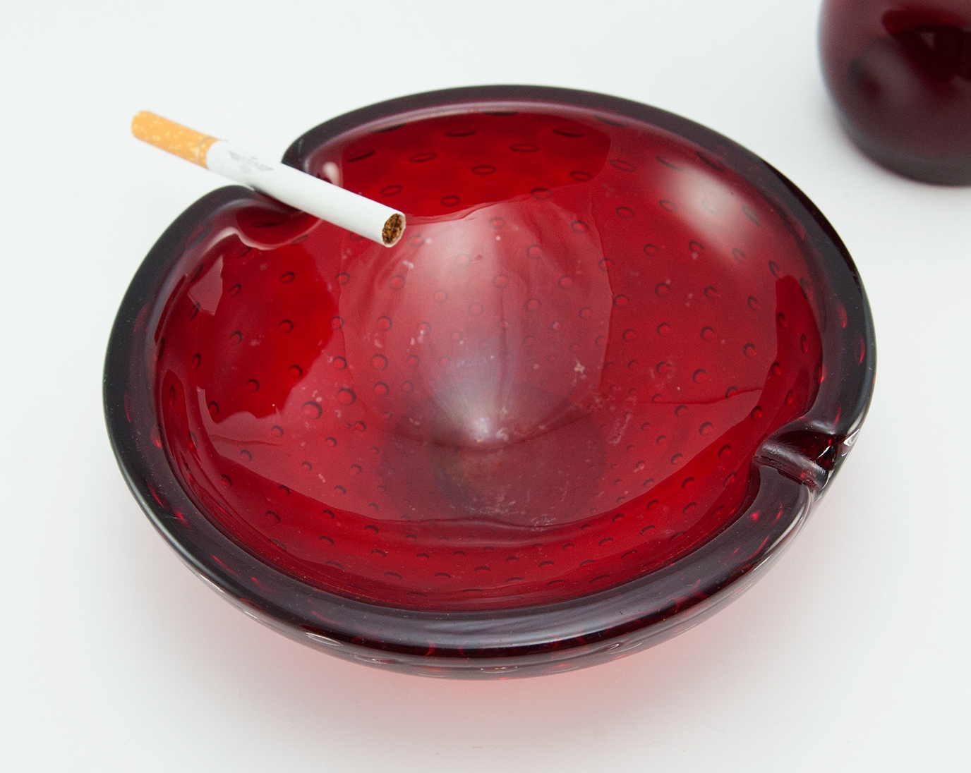Ruby Art Glass Ashtray MidCentury Italian Big Ashtray