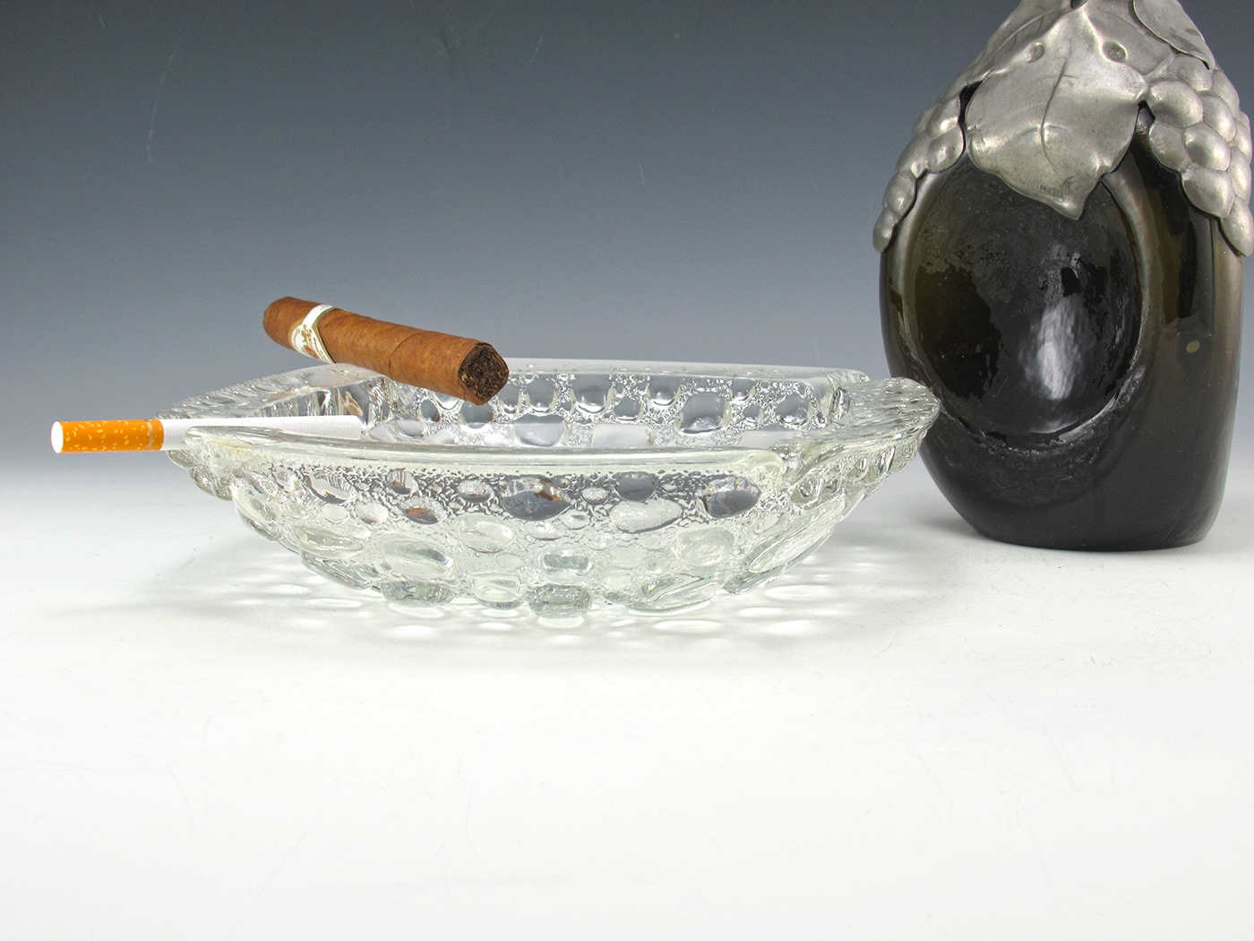 Vintage Glass River Rock Large Retro Ashtray Big Ashtray
