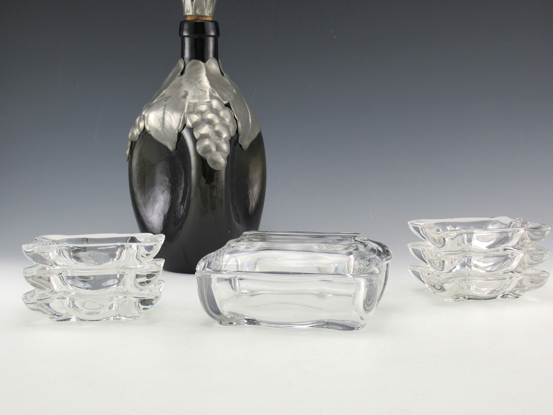 Party Ashtray Set & Box Elegant Vintage Glass by Cambridge, USA