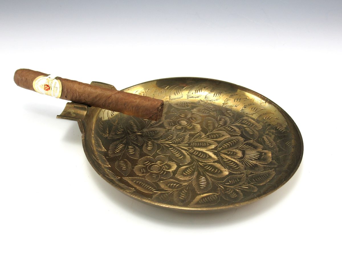 Vintage Brass Cigar Ashtray HandEngraved Decor Big Ashtray