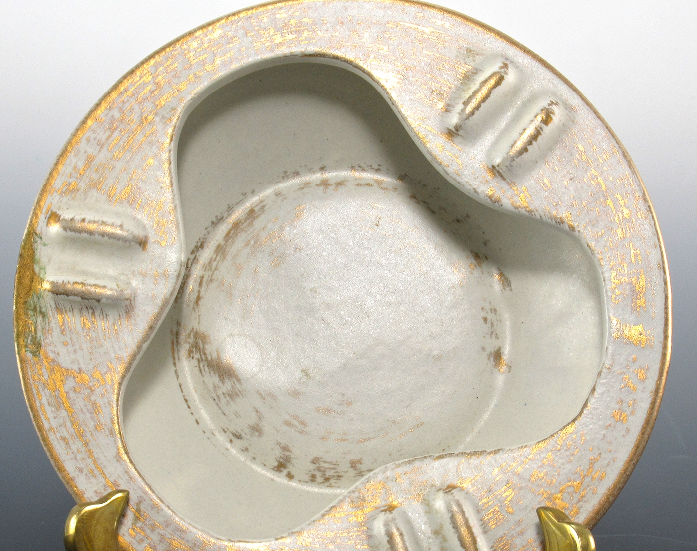 Royal Haeger Ashtray in Gold Tweed 22K Gold Decor Big Ashtray