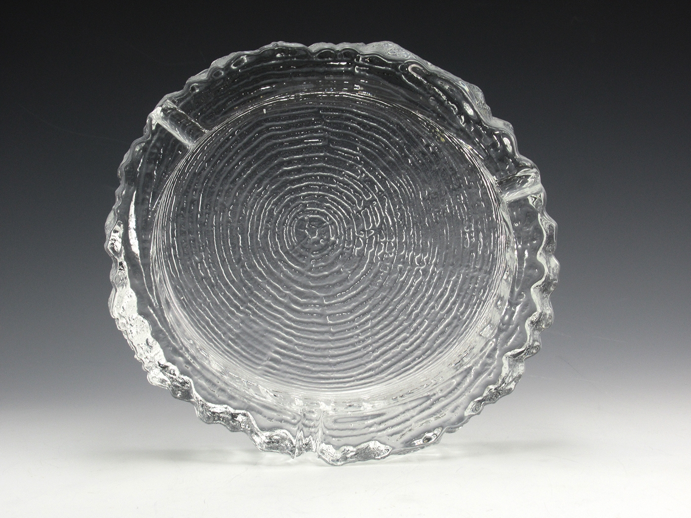 Large Glass Ashtray in Crystal Bark Glass Retro Modern Big Ashtray