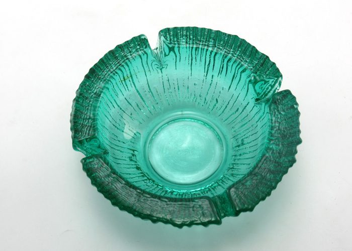 Blenko Surf Green retro vintage art glass ashtray. Big Ashtray