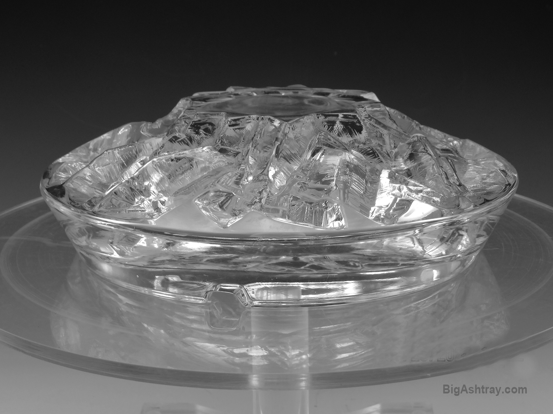 Big Pukeberg Glasbruk Swedish Ice Crystal Ashtray Set of Two Big Ashtray
