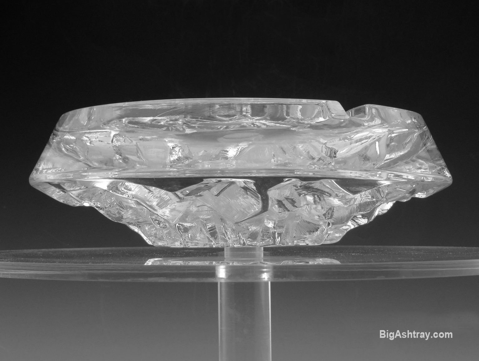Big Pukeberg Glasbruk Swedish Ice Crystal Ashtray Set of Two Big Ashtray