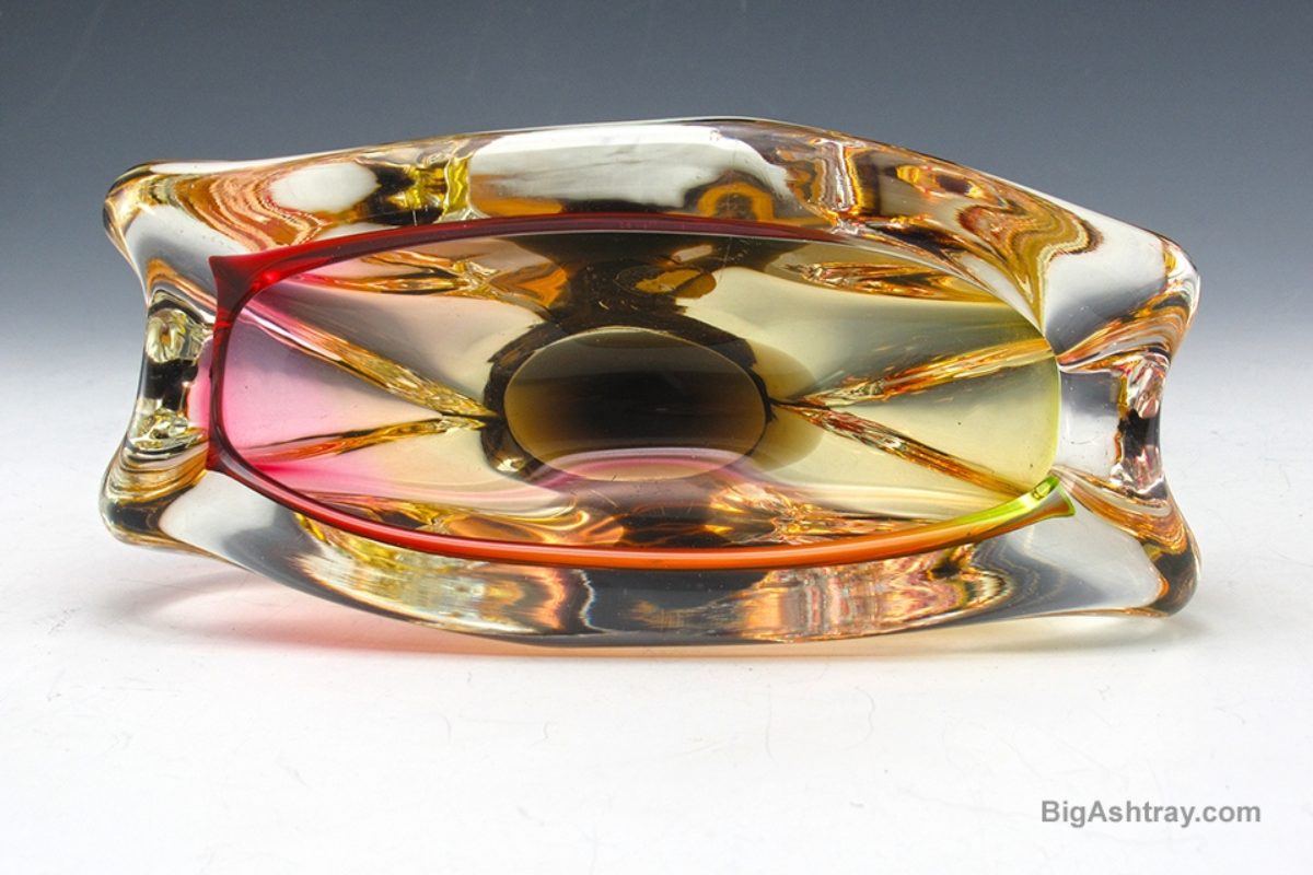 Beautiful midcentury modern art glass ashtray by Zelezny Brod